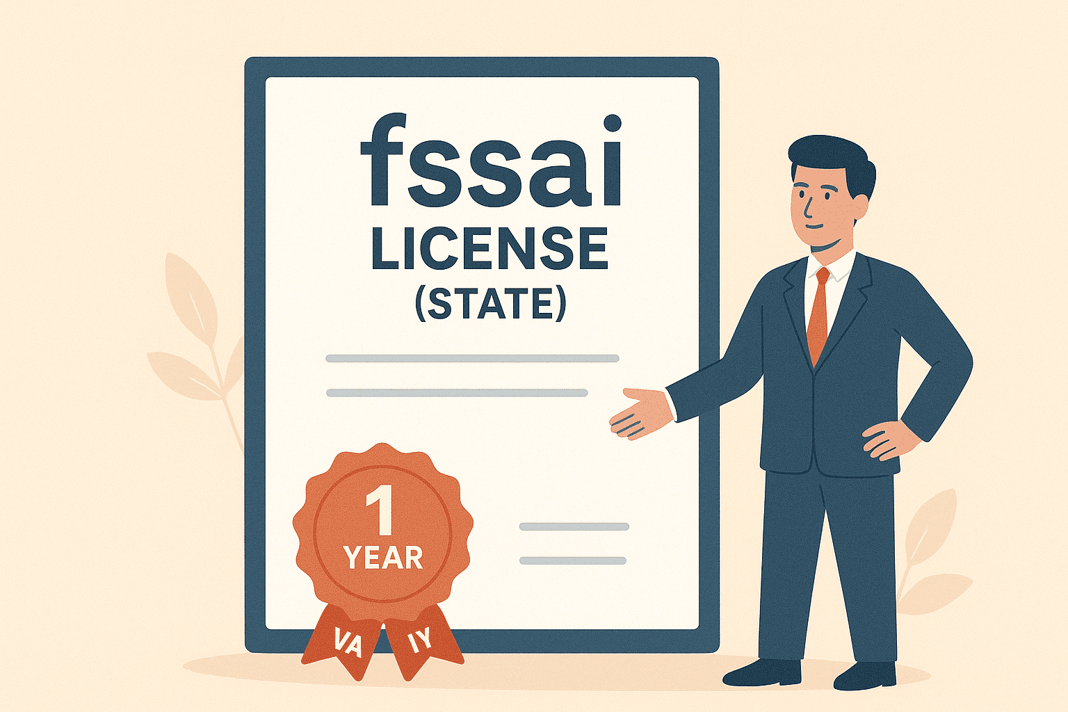 FSSAI License (State) with 1 Year validity